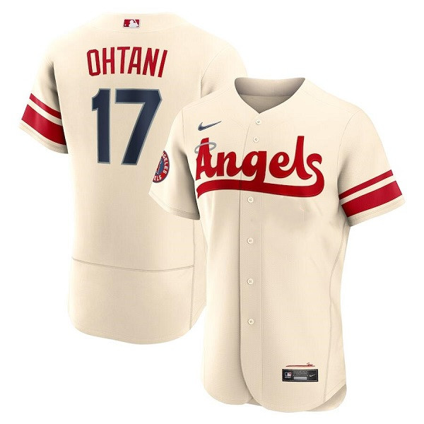 Men's Los Angeles Angels #17 Shohei Ohtani 2022 Cream City Connect Flex Base Stitched Jersey